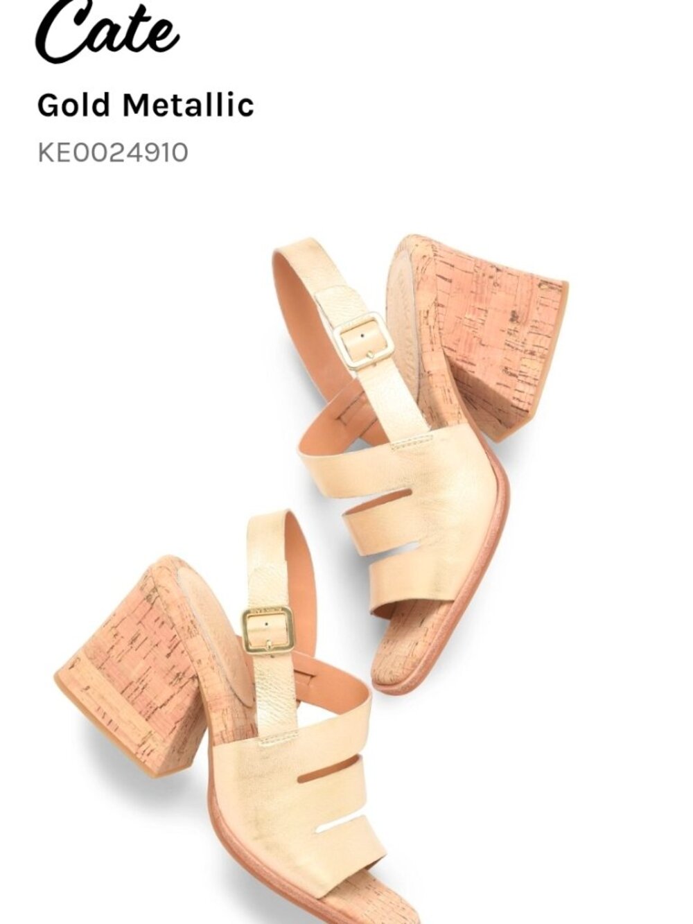 Kork-Ease Cate Slingback Heeled Sandal Gold Metallic Size 10 NEW